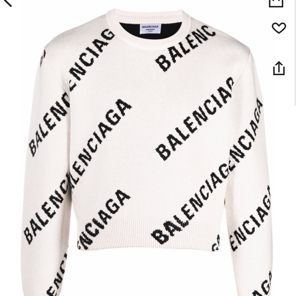 Balenciaga unisex allover logo crewneck ‘chalky white/ black’